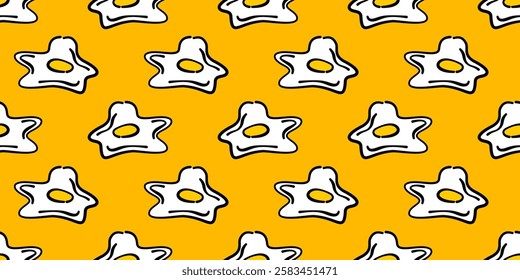 Doodle Fried Eggs Pattern background. doodle Fried eggs seamless pattern. Seamless fried egg pattern background.