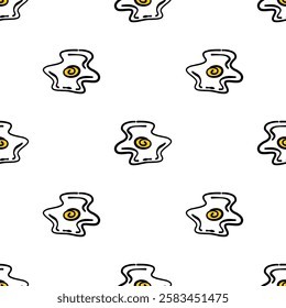 Doodle Fried Eggs Pattern background. doodle Fried eggs seamless pattern. Seamless fried egg pattern background.
