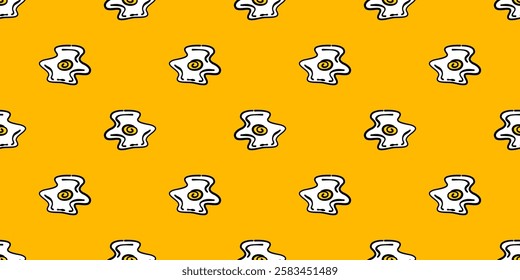Doodle Fried Eggs Pattern background. doodle Fried eggs seamless pattern. Seamless fried egg pattern background.