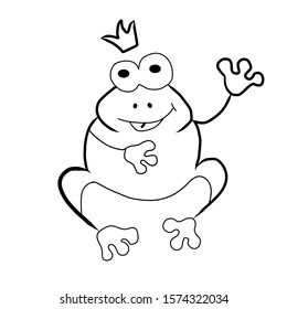 Doodle frog, black and white. Vector illustration.