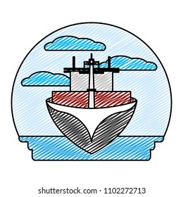 doodle front ship transport sea vehicle
