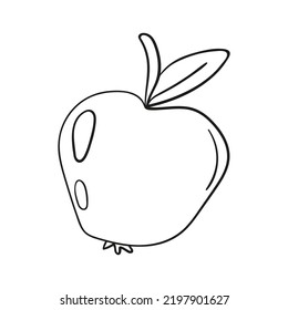 Doodle fruit apple isolated on a white background. Hand drawn, simple outline illustration. It can be used for decoration of textile, paper.