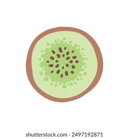 Doodle fruit. Natural tropical kiwi fruit, doodle vitamin food. Vegan kitchen hand drawn, organic fruits or vegetarian food. Vector isolated icon illustration on white background