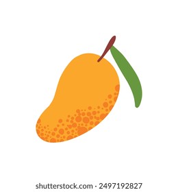 Doodle fruit. Natural tropical fruit, doodle vitamin mango. Vegan kitchen hand drawn, organic fruits or vegetarian food. Vector isolated icon illustration on white background