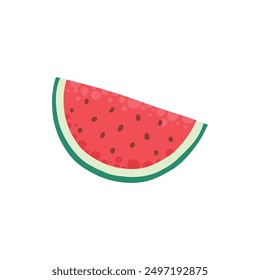 Doodle fruit. Natural tropical watermelon fruit, doodle vitamin slice of food. Vegan kitchen hand drawn, organic fruits or vegetarian food. Vector isolated icon illustration on white background