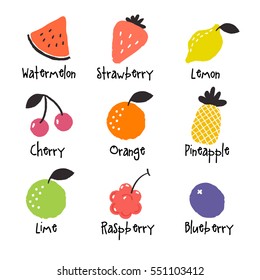 Doodle Fruit on White Background  : Vector Illustration