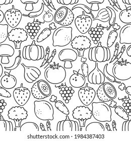 Patrón de fruta de perro. Fondo monocromo blanco y negro. Patrón de frutos vectoriales. El fondo de las frutas es fluido. Patrón vectorial dibujado a mano de fruta