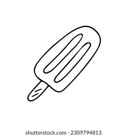 Doodle de hielo de la palmita de Fruit aislado en un fondo blanco. Ilustración vectorial de helado en palo.