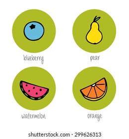 Doodle fruits and berries