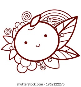 Doodle fruits. Fruit character. Orange character. Cute style fruit character. Cute fruit style. Cartoon fruit. Illustration vector.