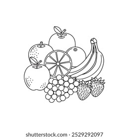 doodle fruits isolated vector on white background 