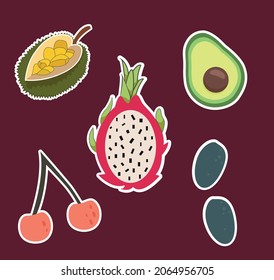 Doodle fruits. Natural tropical fruit, doodles citrus orange and vitamin lemon. Vegan kitchen apple hand drawn, organic fruits or vegetarian food. Vector isolated icons illustration set