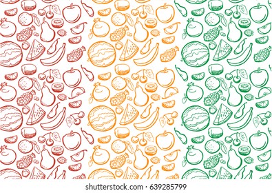 Doodle fruits vector pattern