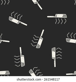 Doodle Frying pan seamless pattern background