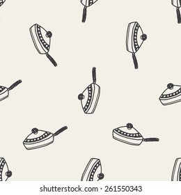 Doodle Frying pan seamless pattern background