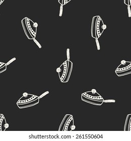 Doodle Frying pan seamless pattern background