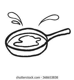 doodle frying pan, vector illustration icon