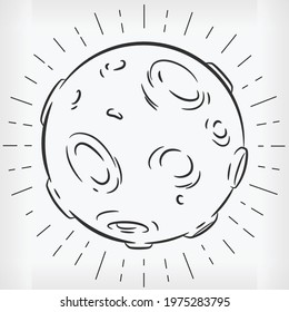 Doodle Full Moon Hand Drawn Sketch Vector Illustration Clipart