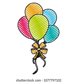 doodle fun balloons with ribbon bow decoration