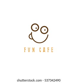 doodle fun smiling face and cup vector design template