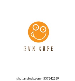 doodle fun smiling face and cup vector design template