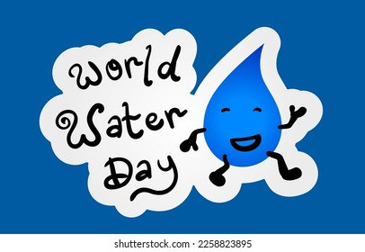 doodle fun world water day campaign vector sticker design element