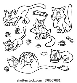 doodle funny cats set