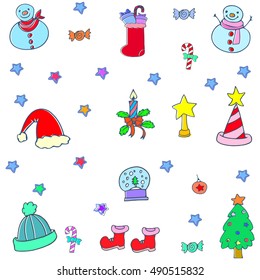 Doodle of funny christmas color vector art illustration
