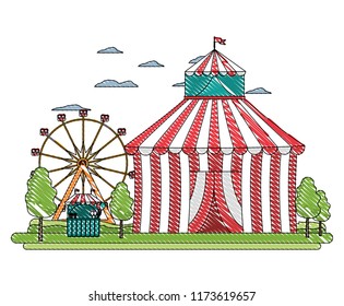doodle funny circus with carnival shop and games