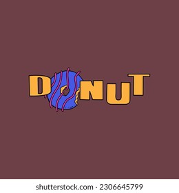 Doodle funny lettering for donut lovers. Bright donut letters. Lettering for National donut day