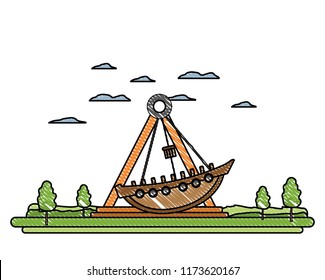 doodle funny mechanical ship ride carnival