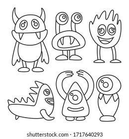 doodle lustige Monster Linie Design-Thema