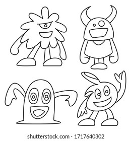 doodle funny monsters line design theme