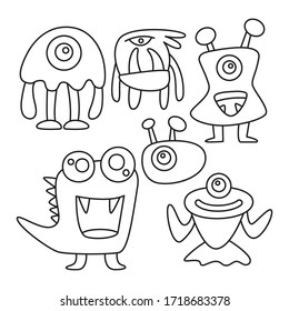 doodle funny monsters line design theme