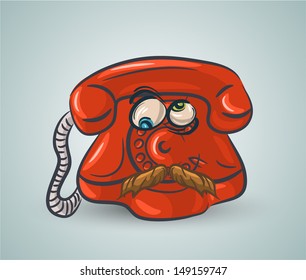 Doodle funny red phone