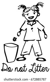 Doodle Funny Sign, Do Not Litter