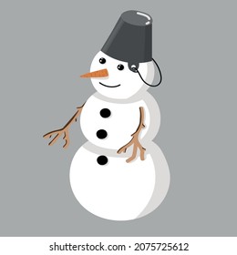 Doodle funny snowman with a pattern for decoration, design of cards, invitations