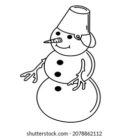 Doodle divertido muñeco de nieve con un patrón de decoración, diseño de cartas, invitaciones