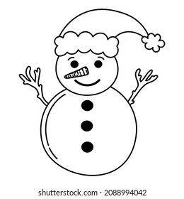 Doodle funny snowman with a pattern for decoration, design of cards, invitations