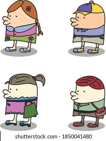 Doodle game 2d characters set