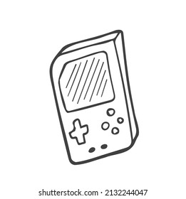 Doodle Game Console Gadget And Joypad. Vector Illustration Of Hand Held Game Console.