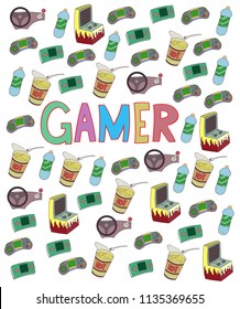 Doodle Gamer vector art 
