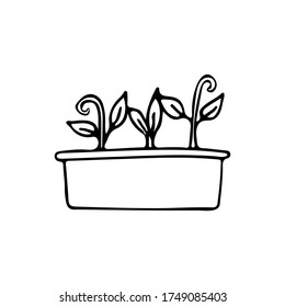 Icono de la planta de huerto de garganta en vector. Icono de la planta de Doodle house en vector. Icono de olla de flores de perro en vector. Flor dibujada a mano