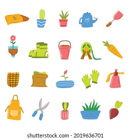 Doodle garden set tools and elements