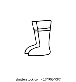 Doodle gardener boots icon in vector. Hand drawn garderner boots icon in vector. Doodle gumboots icon in vector