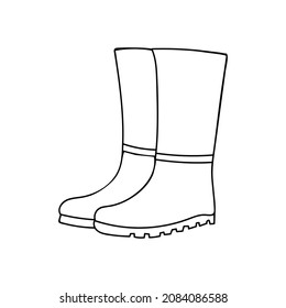Doodle gardener boots icon in vector. Hand drawn garderner boots icon in vector. Doodle gumboots icon in vector