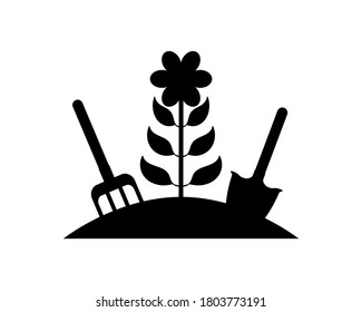 Doodle gardening icon isolated on white. Stencil darden. Vector stock illustration. EPS 10