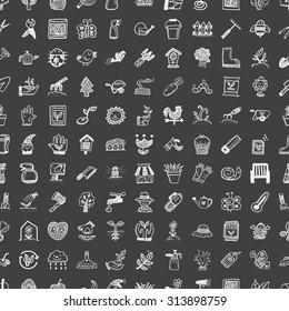 doodle gardening, seamless pattern background