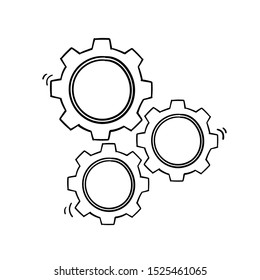 doodle gears rotation illustration vector handdrawn style