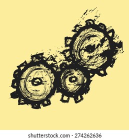 doodle gears vector illustration
